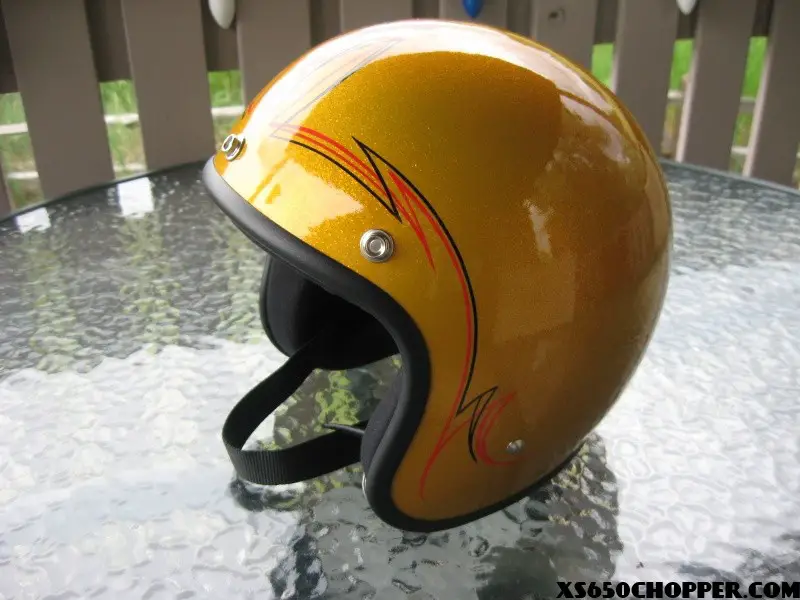 yellow old school helmet motorcycle