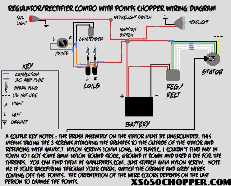 regulator/rectifier combo with points wiring diagram