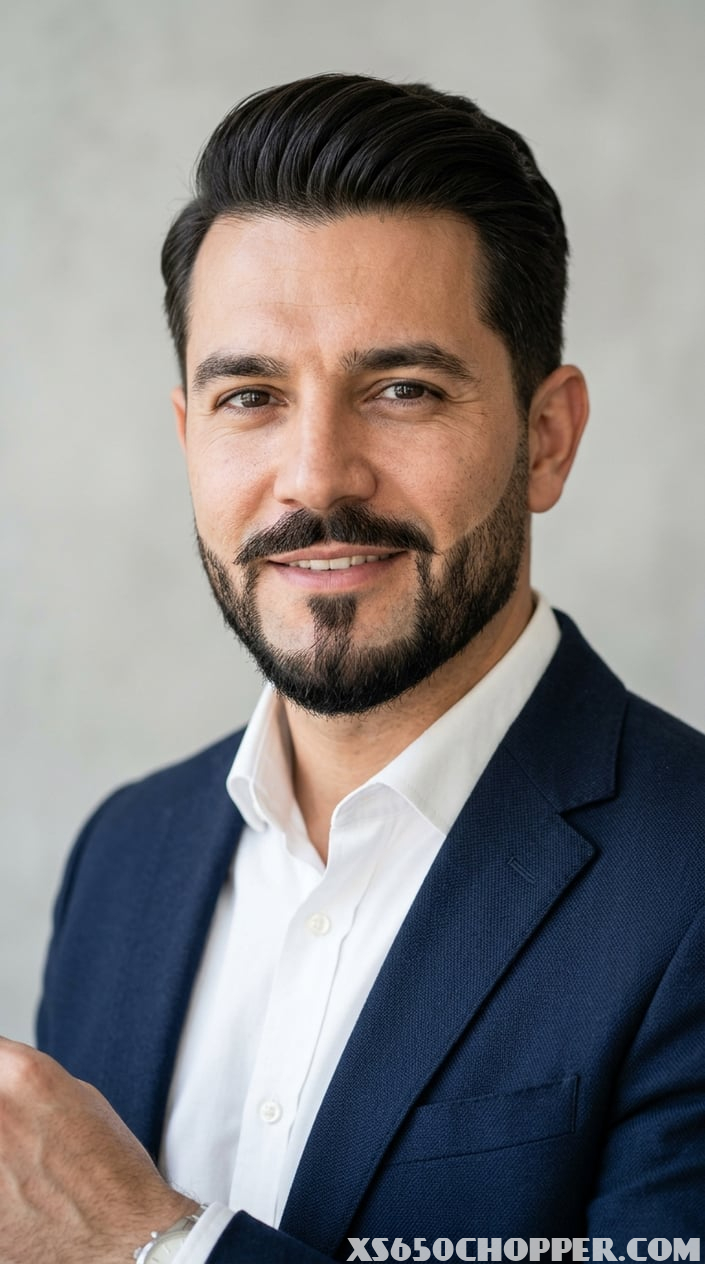 Portrait of a man with a neatly groomed beard, looking confidently at the camera against a plain background.