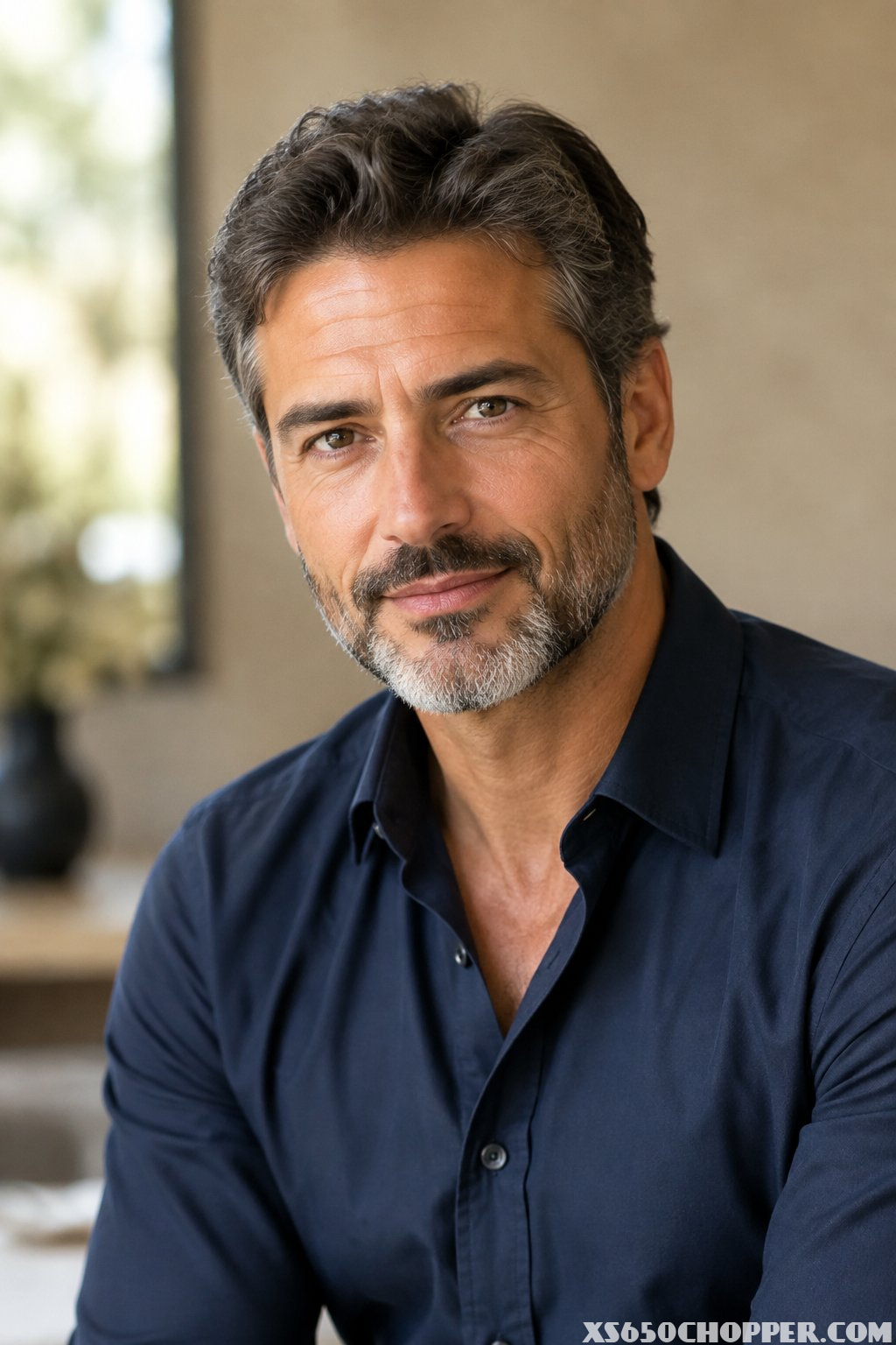 A middle-aged man with a neatly trimmed beard looks toward the camera.