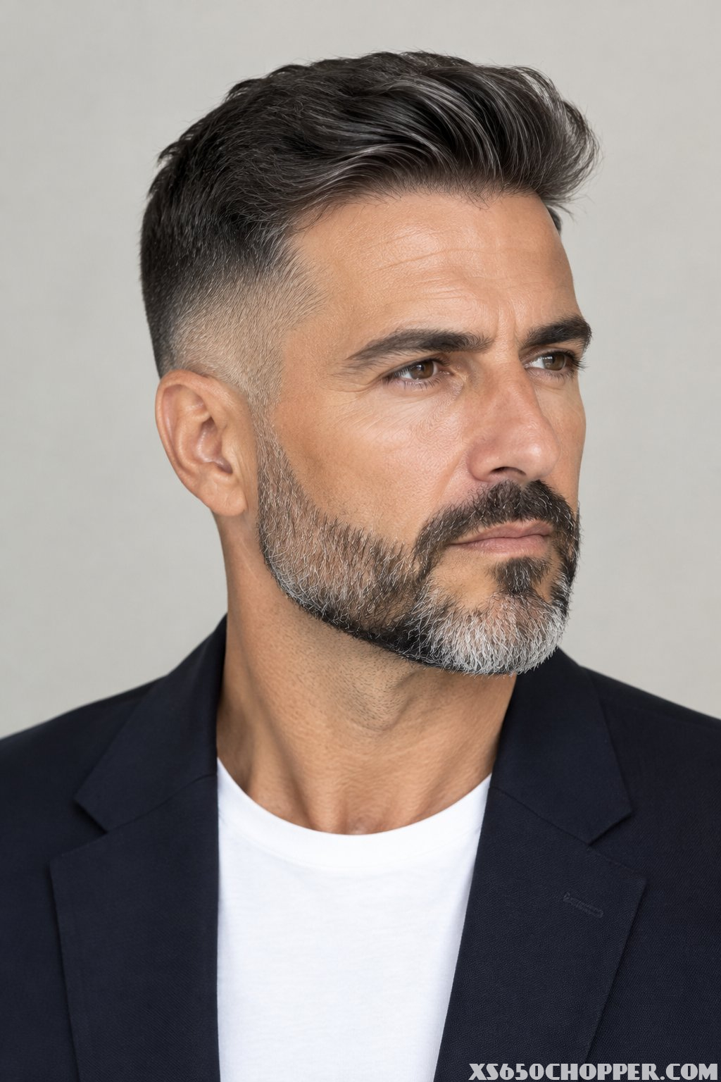 A mature man with a neatly groomed beard.