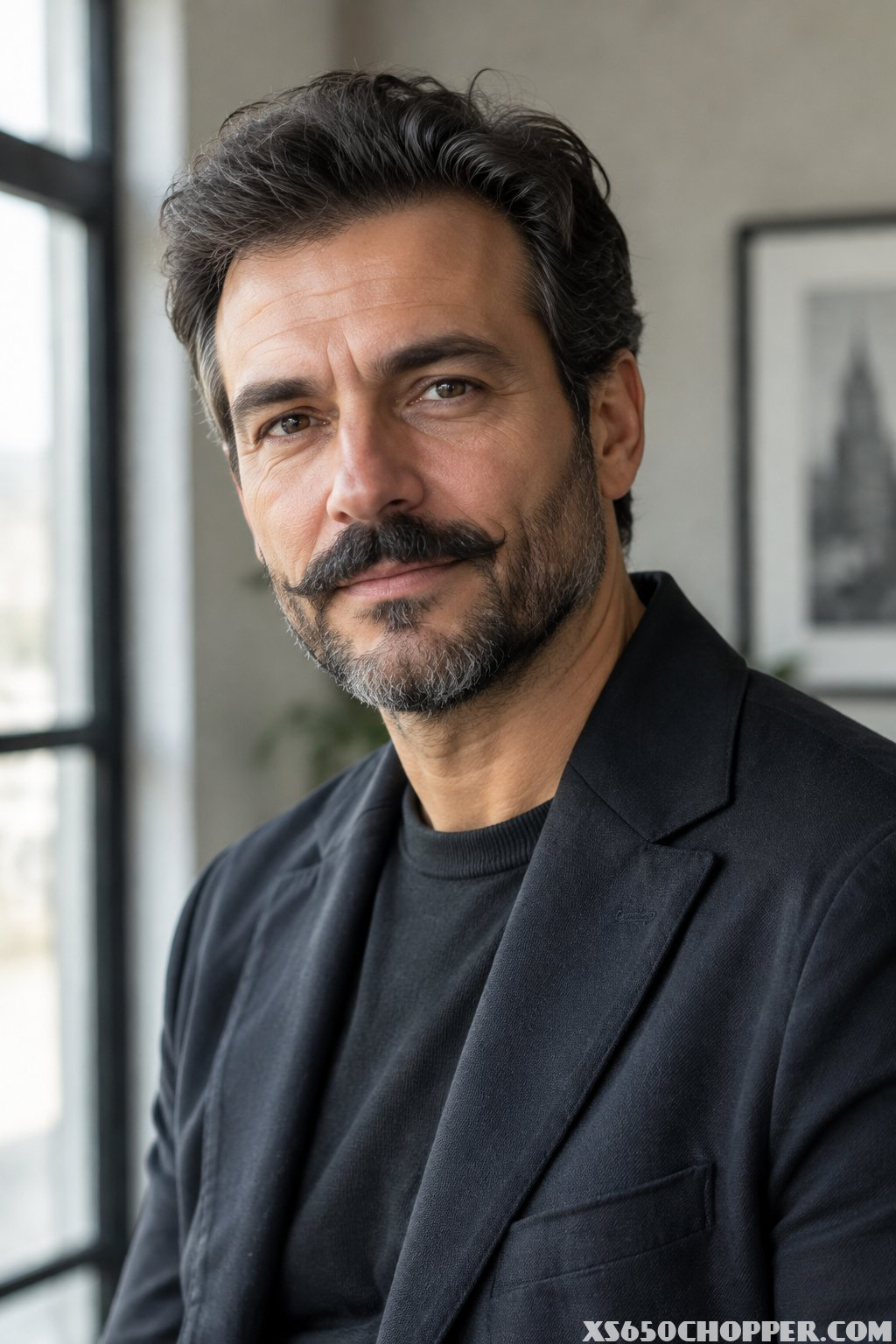 A man stands indoors wearing a dark jacket.