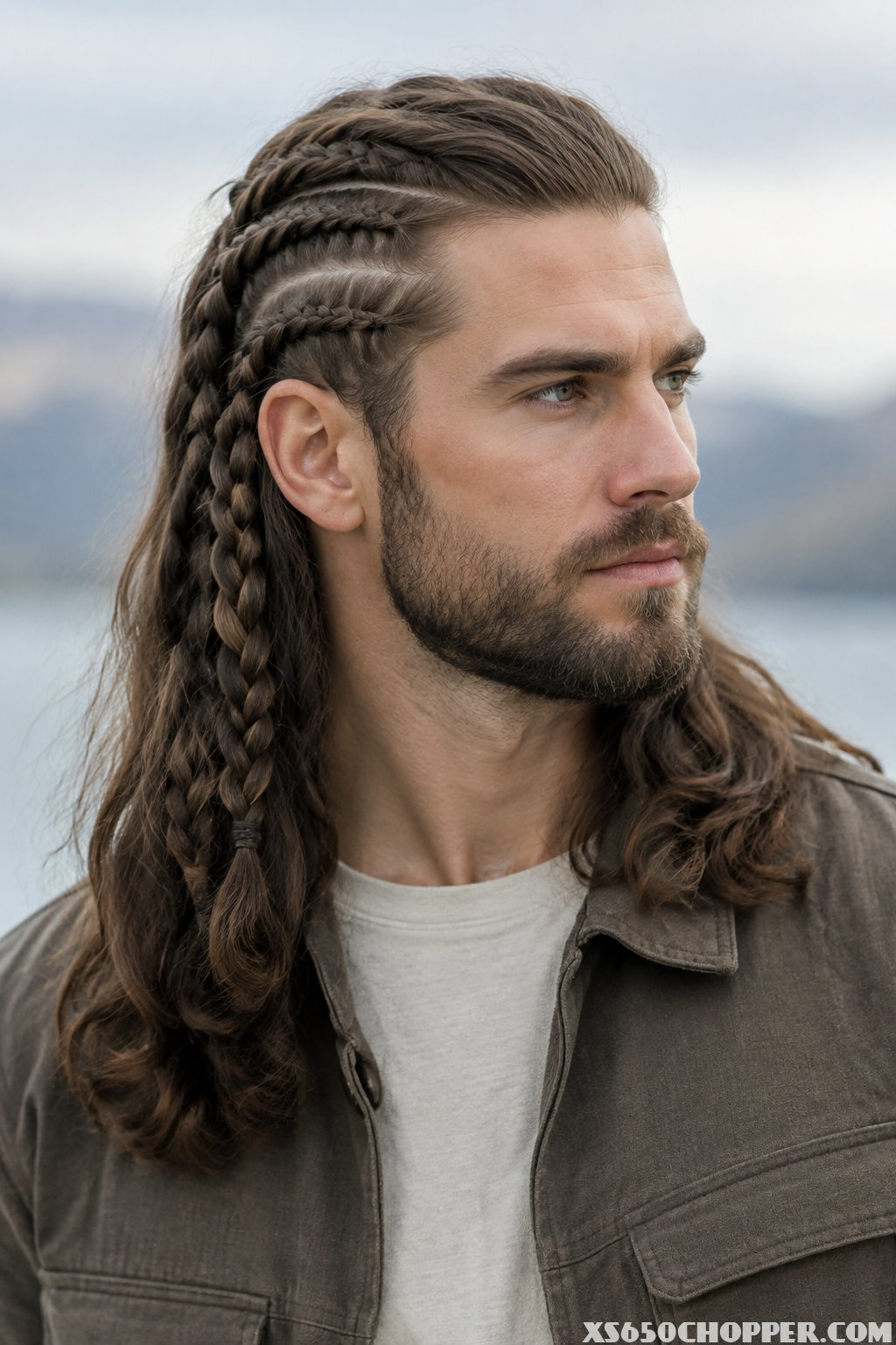 A man with braided hair outdoors.